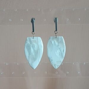 Elegant White and Silver Drop Earrings
